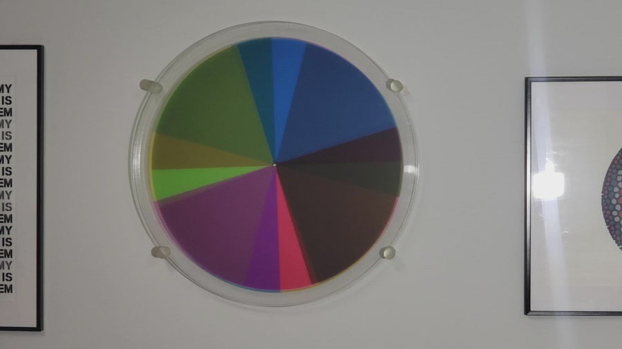 Artist Jason Robinson demonstrates his new interactive art piece, Colour Conversations no.1
